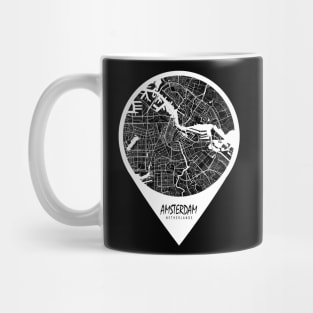 Amsterdam, Netherlands City Map - Travel Pin Mug